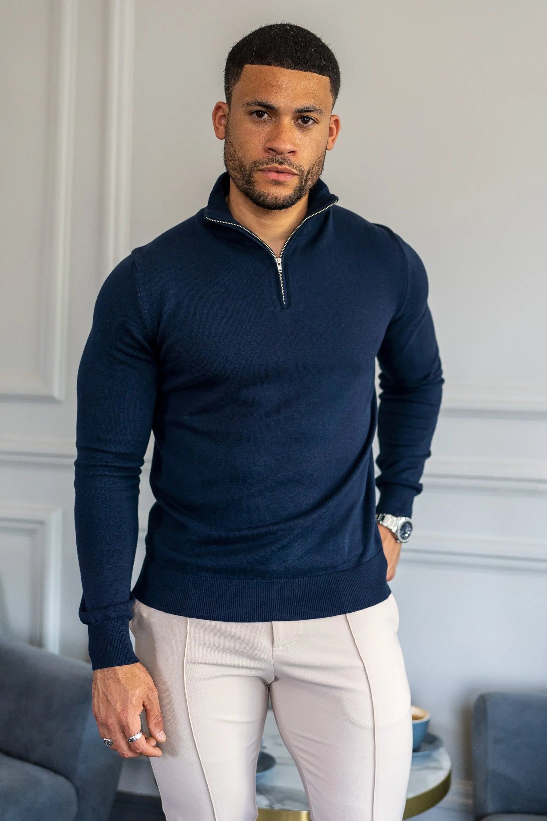 THE SANTONI HALF ZIP SWEATER