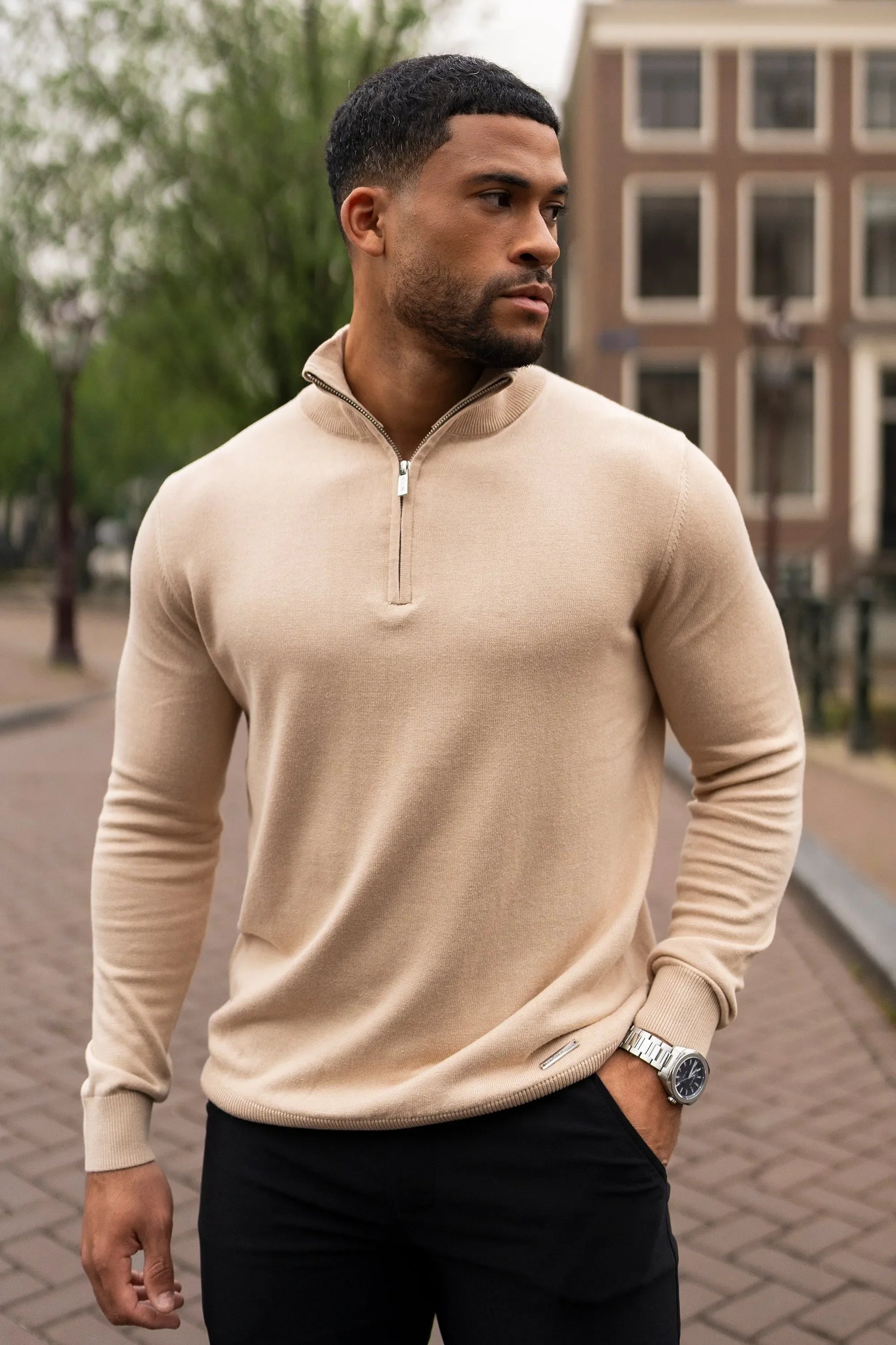 THE SANTONI HALF ZIP SWEATER